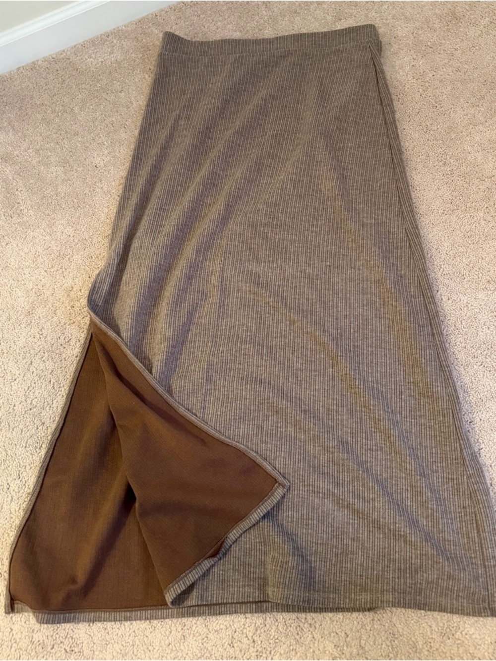 HALARA Ribbed Maxi Skirts in Taupe/Brown and Black